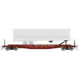 HO F30D 50' TOFC Flat Car w/trailer: TTX - Early Red: 6-Pack
