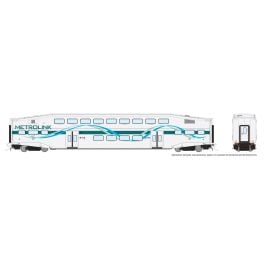 HO BiLevel Commuter Car: Metrolink - White Ribbon Coach: #187