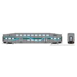 HO BiLevel Commuter Car: Metrolink - Ribbon: Set #1 (Cab: 632 Coaches: 101  136) - Rapido Trains Inc.