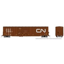 HO Trenton Works 6348 boxcar: CN - w/conspicuity stripes: Single Car #1