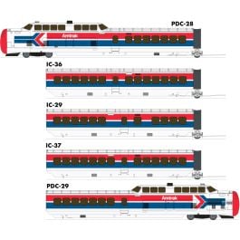 HO UAC TurboTrain (DC/DCC/Sound): Late Amtrak - 5-Car Set: #50-70-71-72-51