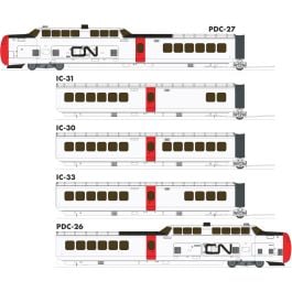 HO UAC TurboTrain (DC/DCC/Sound): CN Rail - 5-Car Set: #126-201-256-228-151