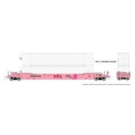 HO 53' Husky-Stack well car + containers: TTX "On Track for a Cure": #654811