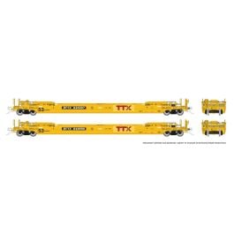 HO 53' Husky-Stack well car 2-Pack: TTX - Patched Logo: Single 2-Pack