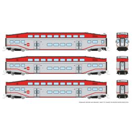 N Bilevel Commuter Car: CalTrain: Set #2 (Cab: 120 Coaches: 232 236)