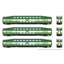 N Bilevel Commuter Car: GO/Metrolinx: Set #3 (Coaches: 2002 2065 2079)