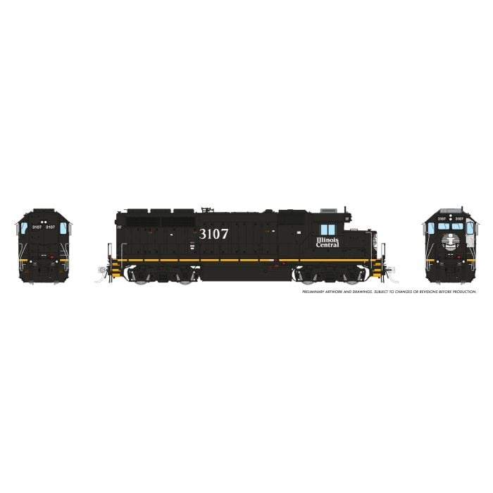 HO EMD GP40R (DC/DCC/Sound): Illinois Central - Black Scheme