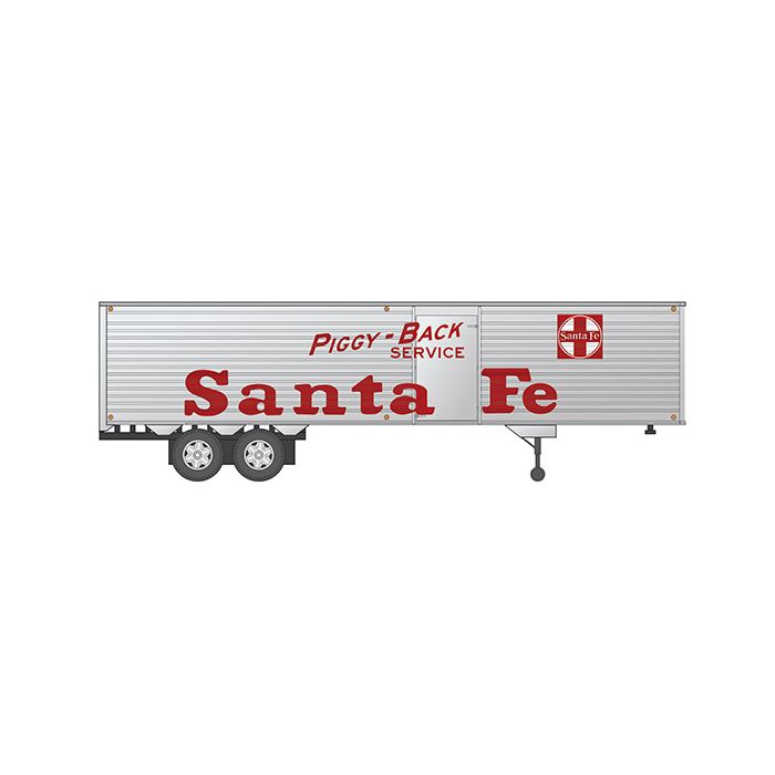 2-Pack Walthers HO Scale 35' Fluted-Side Trailer Santa Fe/ATSF Silver/Red 