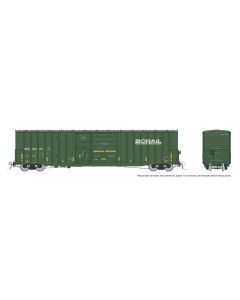 HO Trenton Works 6637cuft boxcar: BC Rail - faded w/conspicuity stripes: Single Car #1