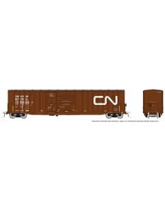 HO Trenton Works 6348 boxcar: CN - w/conspicuity stripes: Single Car #1
