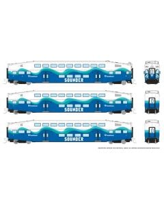 N Bilevel Commuter Car: Sounder: Set #2 (Cab: 305 Coaches: 402 408)