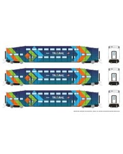 N Bilevel Commuter Car: TriRail - Dark Blue Scheme: Set #3 (Coaches: 1001 1006 1012)