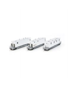 HO F30A 50' Flat Car w/Camp Van: NS - MOW: 3-Pack